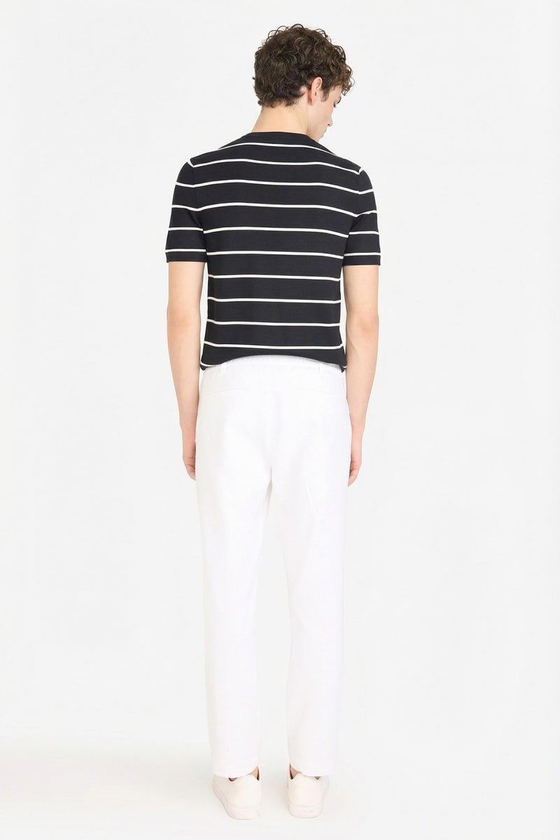 DeFacto White Man Regular Fit Regular Hem Cotton Trousers Casual - Image 5